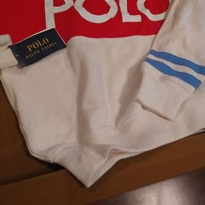 POLO CREME RED AND BLUE SWEATER KIDS SIZE 10-12